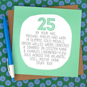 25th Birthday Card - By Your Age