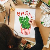Basil Herb print from an original painting, choice of sizes, available framed and unframed