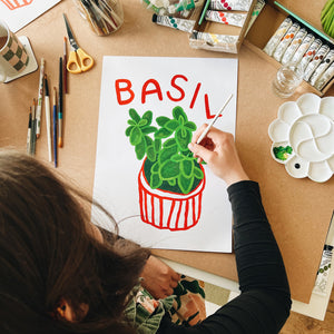 Basil Herb print from an original painting, choice of sizes, available framed and unframed
