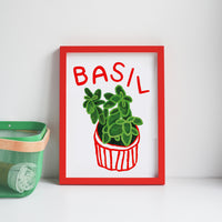 Basil Herb print from an original painting, choice of sizes, available framed and unframed