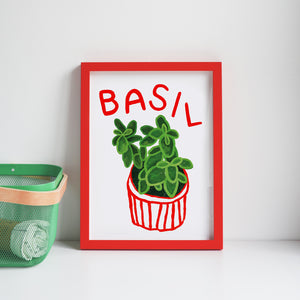 Basil Herb print from an original painting, choice of sizes, available framed and unframed