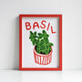 Basil Herb print from an original painting, choice of sizes, available framed and unframed