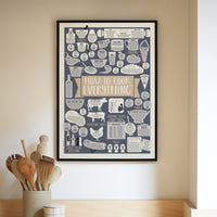 How To Cook Everything Kitchen Print in A2
