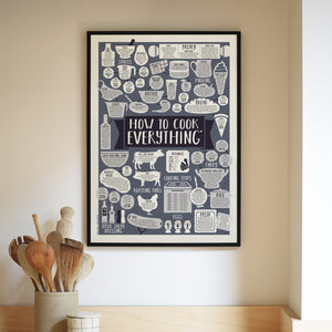 How To Cook Everything Kitchen Print in A2