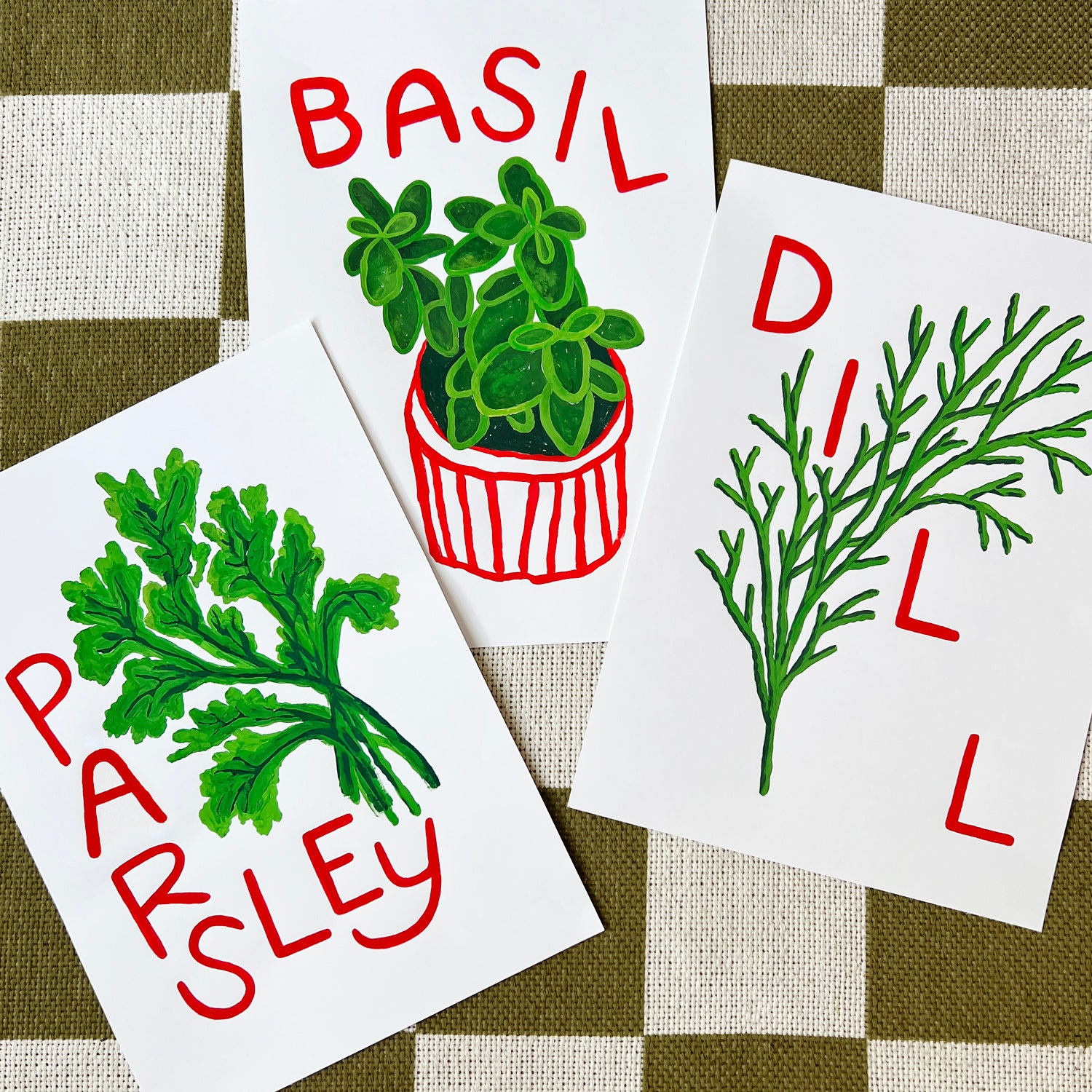 Basil Herb print from an original painting, choice of sizes, available framed and unframed