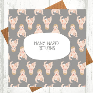 Many Nappy Returns New Baby Card