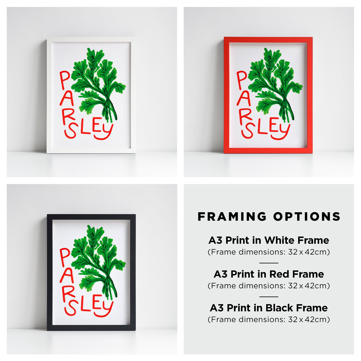 Basil Herb print from an original painting, choice of sizes, available framed and unframed
