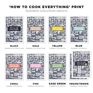 How To Cook Everything Kitchen Print in A2