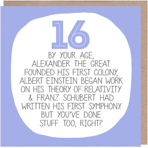 funny 16th Birthday Card - By Your Age