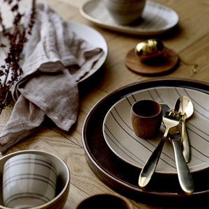 Striped Stoneware Plate by Bloomingville