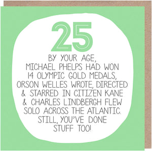 Funny 25th Birthday Card - By Your Age