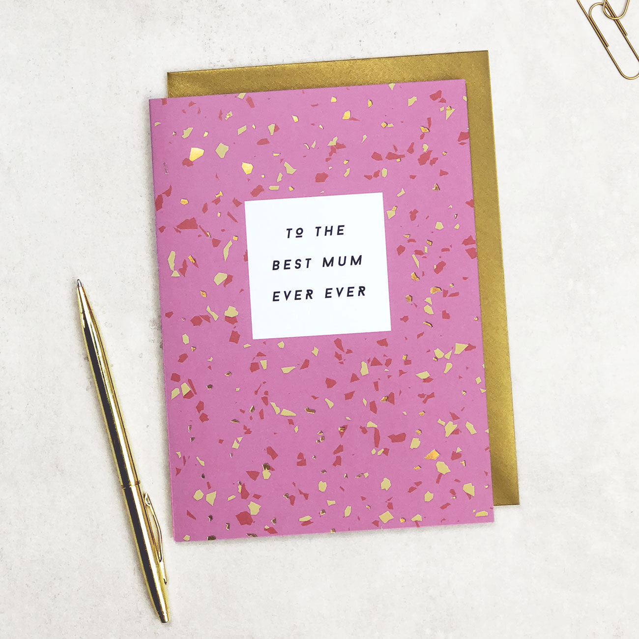 To The Best Mum Ever Card Terrazzo