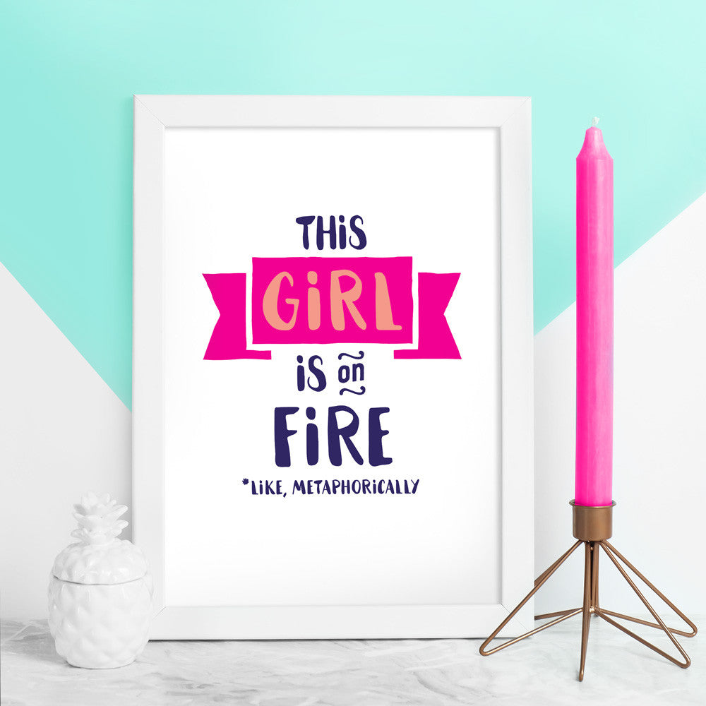 this girl is on fire framed print