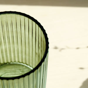 Ribbed Glass Vase - Green