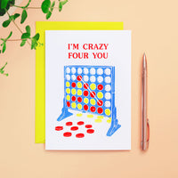 I'm Crazy Four You Card 90s Retro Valentine's Card