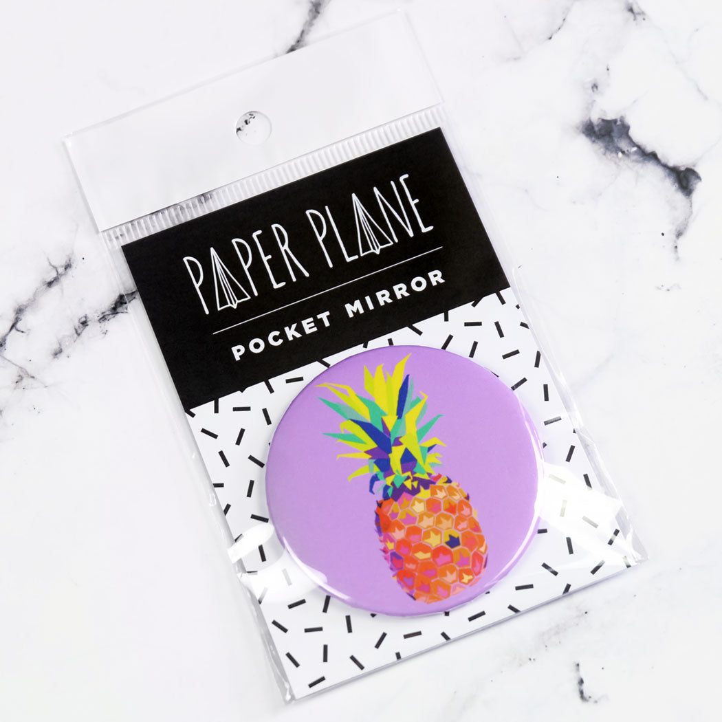 Pineapple Pocket Mirror/Badge/Bottle Opener lilac