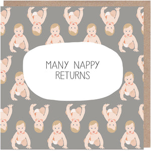 Funny Many Nappy Returns New Baby Card