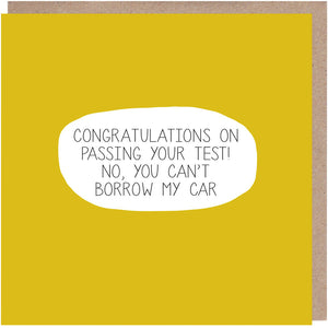 funny driving test card