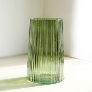 Ribbed Glass Vase - Green