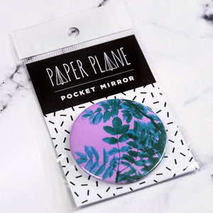 Pink Botanical Leaf Print Mirror/Badge/Bottle Opener