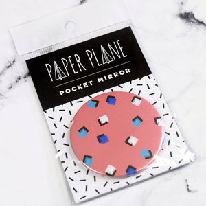 geometric Squares Print Pocket Mirror/Badge/Bottle Opener