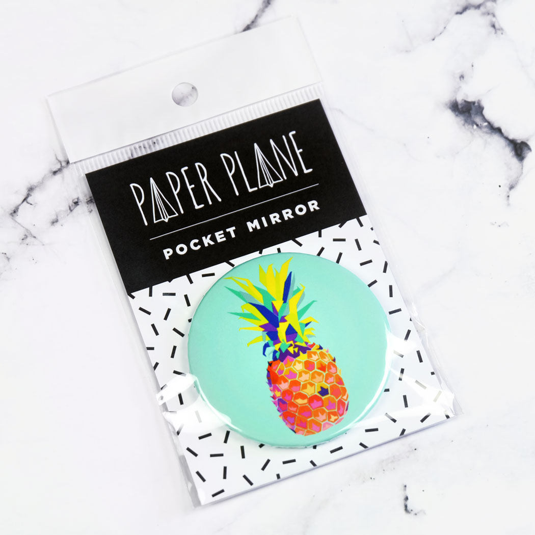 Pineapple Pocket Mirror/Badge/Bottle Opener light blue