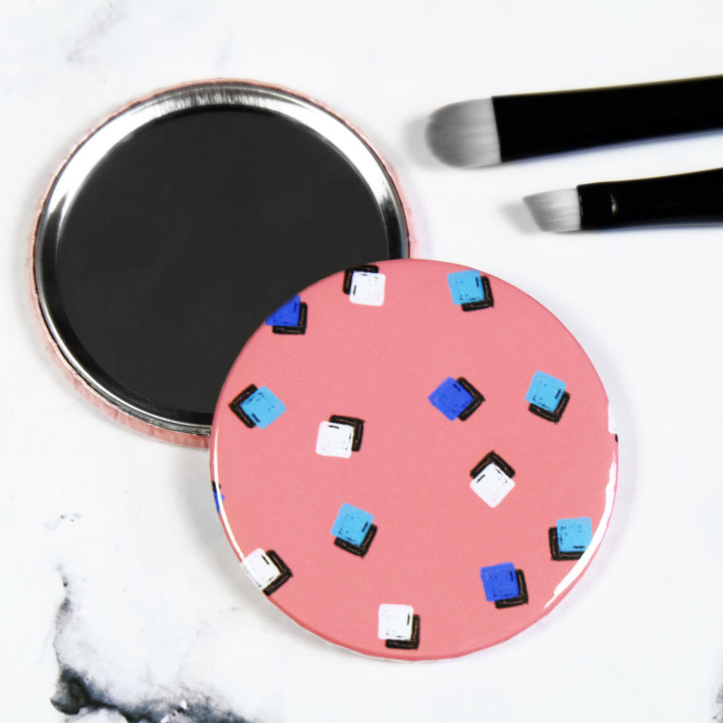 Squares Print Pocket Mirror/Badge/Bottle Opener