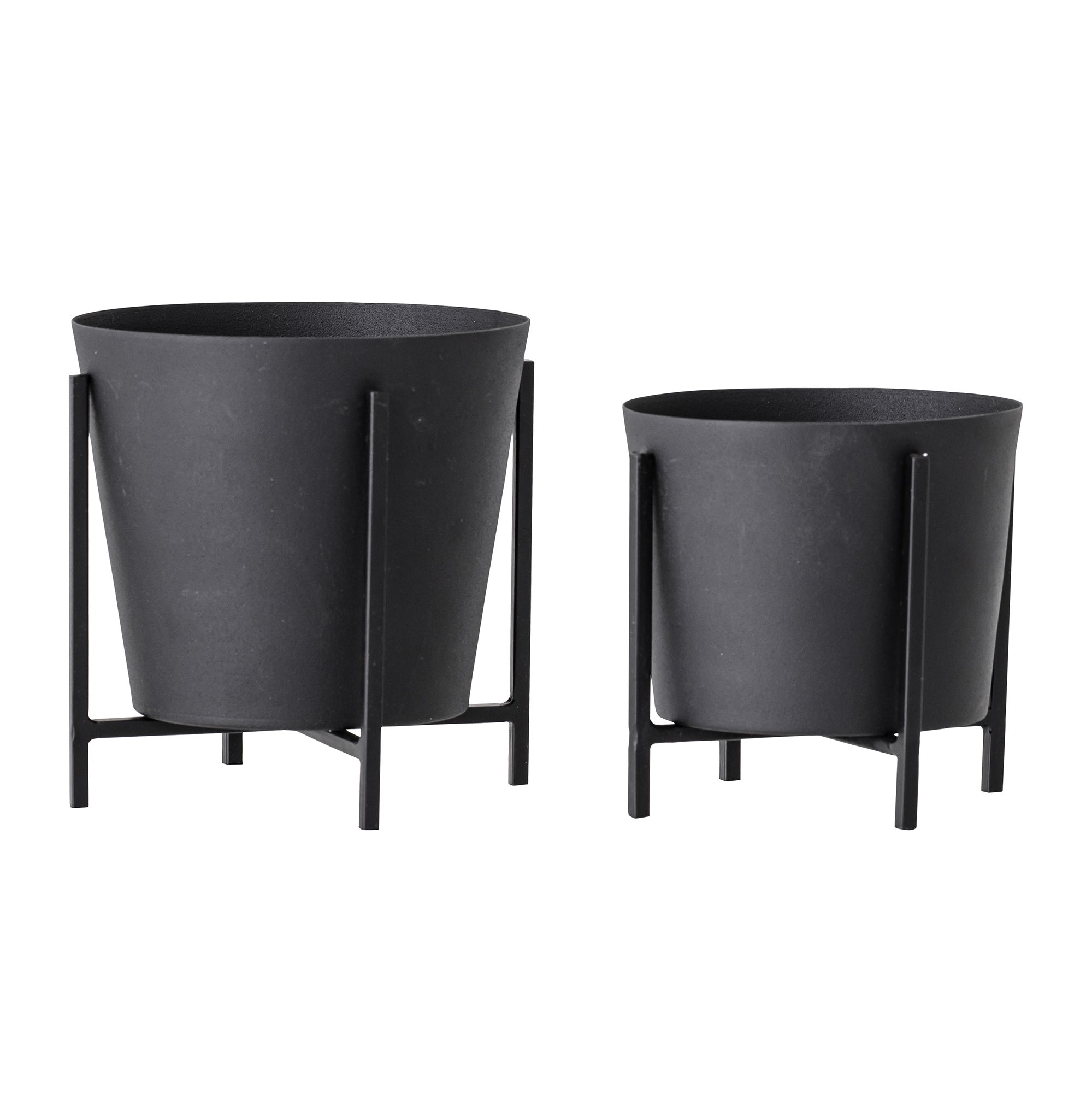 Black Metal Plant Pot - Set of Two