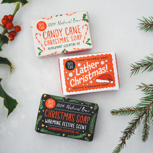 100% Natural Vegan Peppermint Candy Cane Christmas Soap Bar