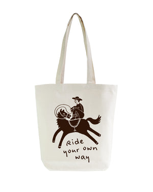 Ride Your Own Way Canvas Shopping Tote Bag - fancy cowboy on a horse