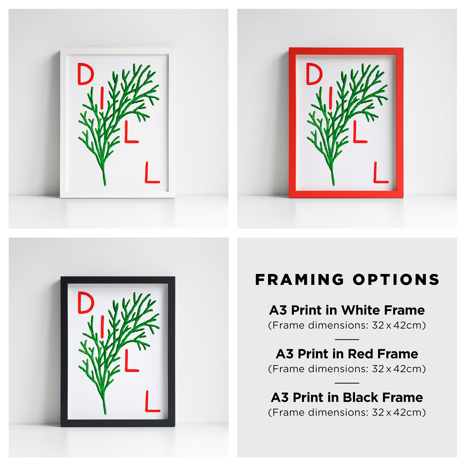 Dill Herb print from an original painting, choice of sizes, available framed and unframed