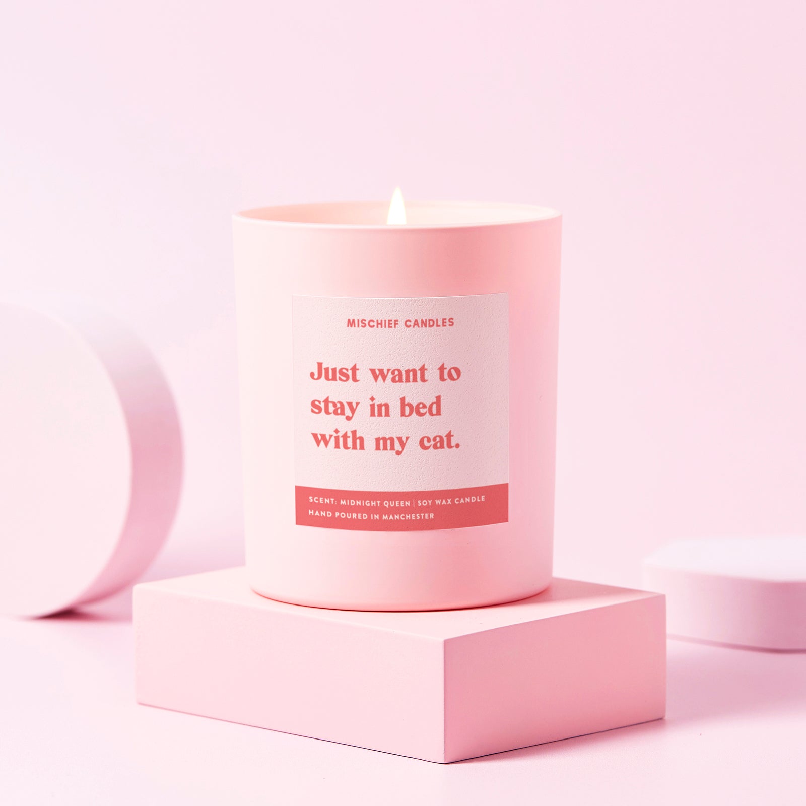 Cat Lover Gift Candle Just Want to Stay in Bed with My Cat