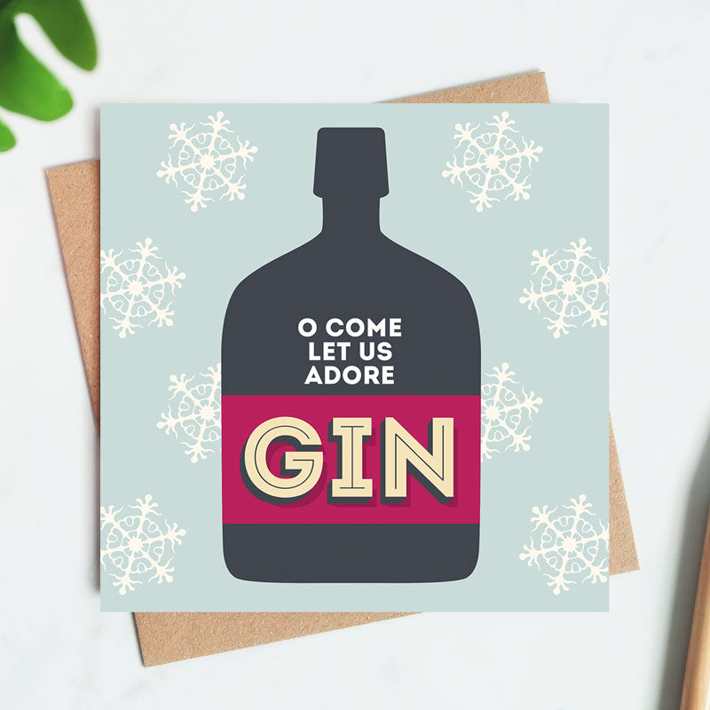 O Come Let Us Adore Gin Christmas Card