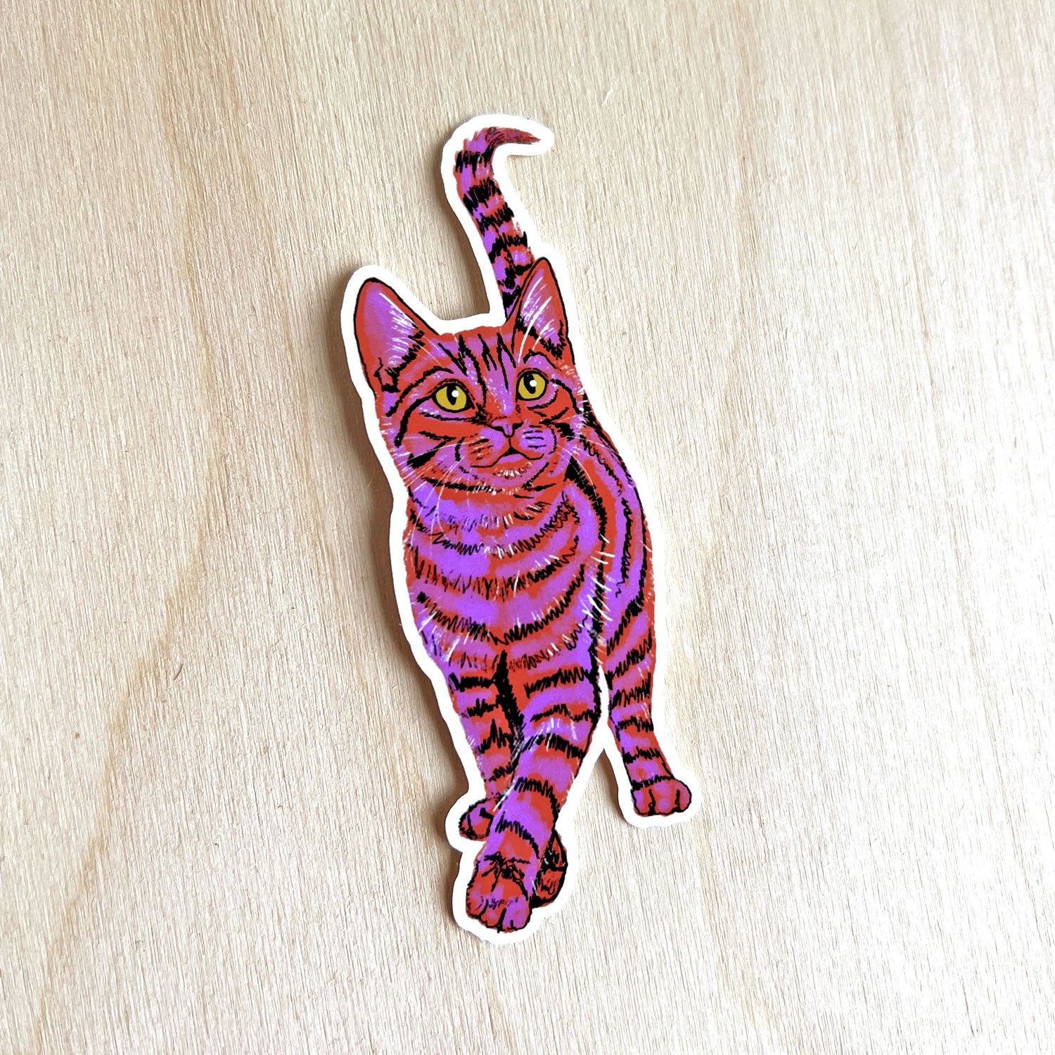 Pink Tabby Cat Sticker