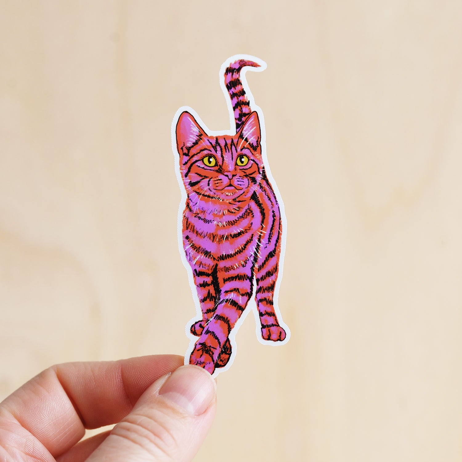 Pink Tabby Cat Sticker