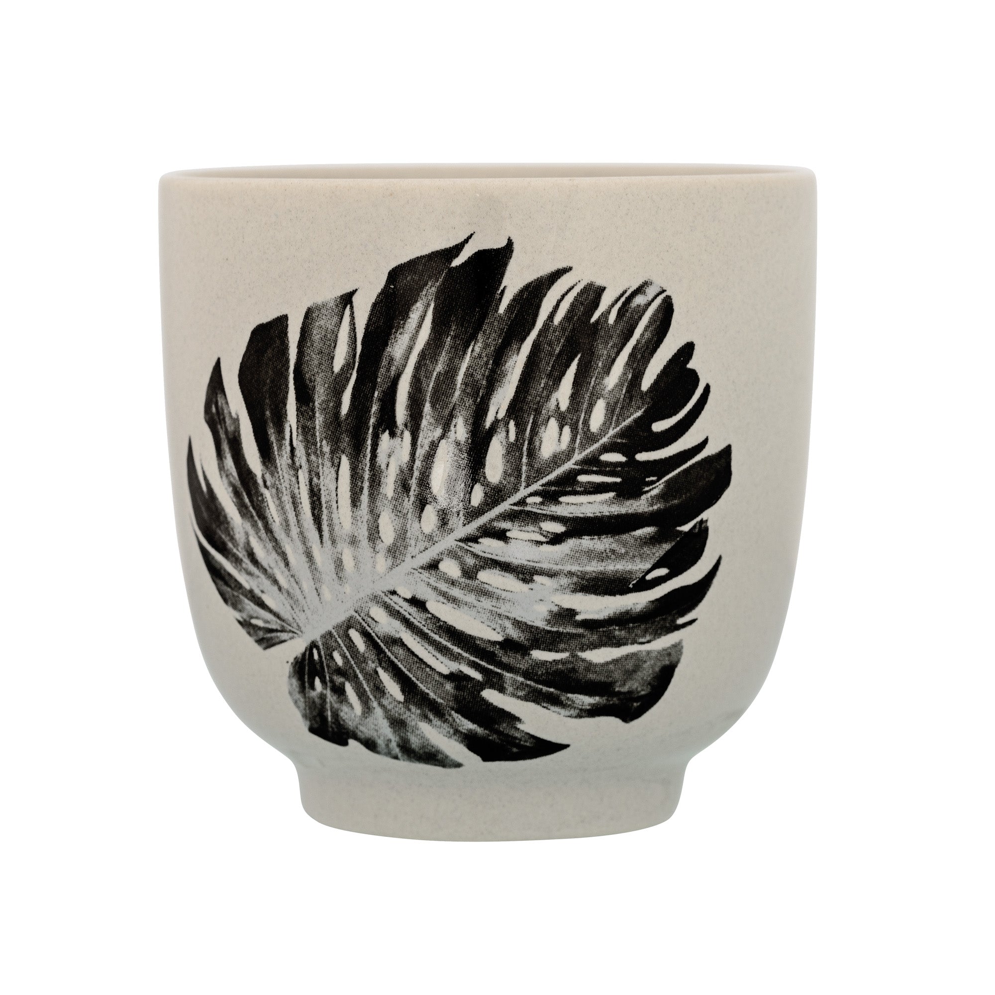 Stoneware Monstera Print Pot