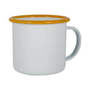 Enamel mug 375ml - white with various colours rim