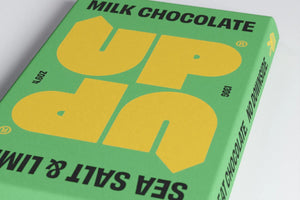 Sea Salt & Lime Milk Chocolate Bar 130g UP-UP Slave-free chocolate