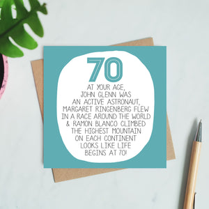 70th Birthday Card - At Your Age