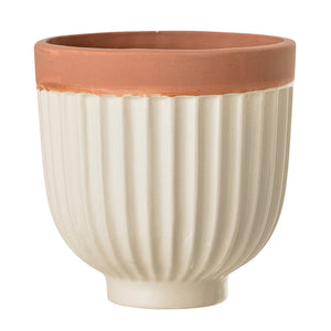 Stoneware Ribbed Plant Pot