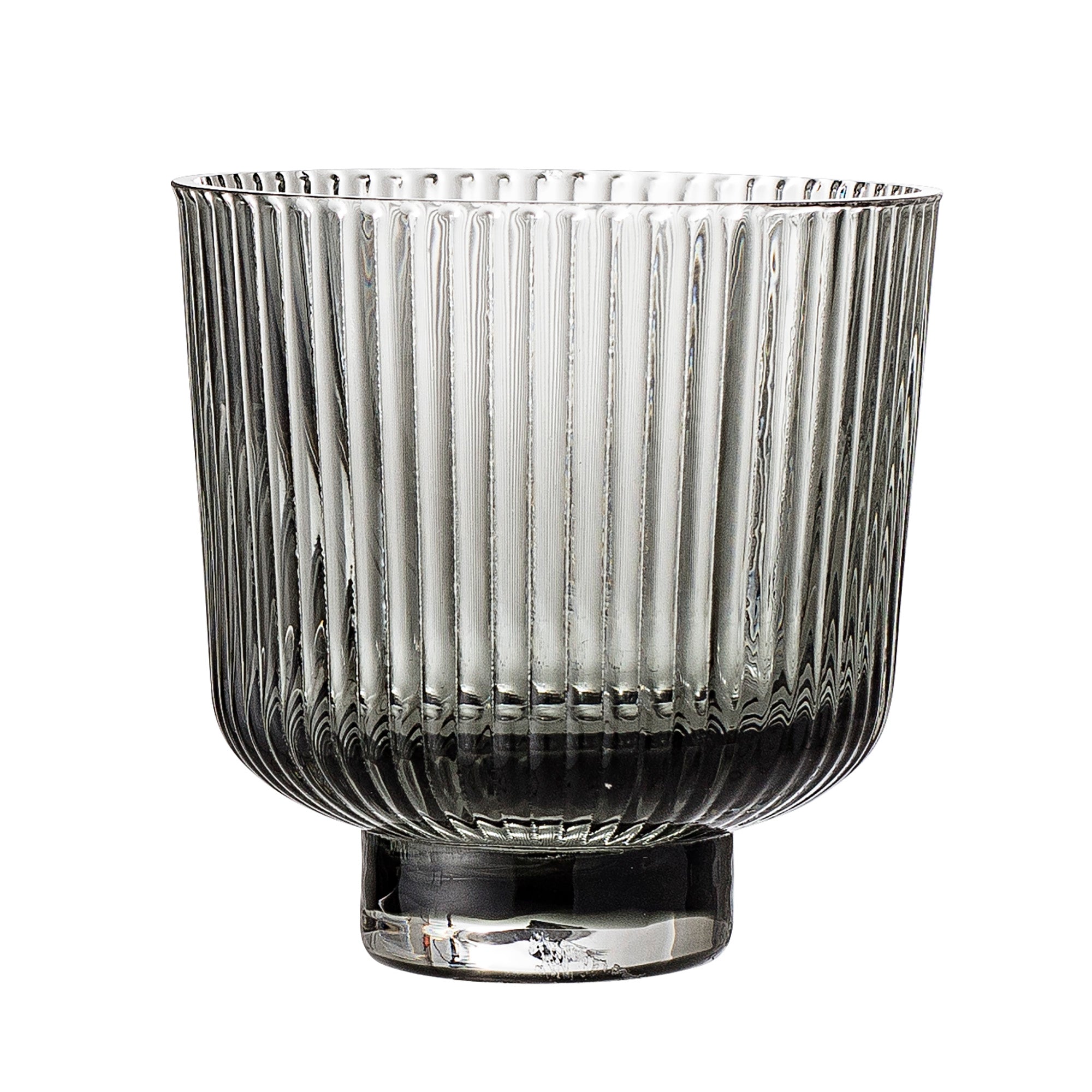 Ribbed Glass Plant Pot