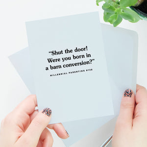 Were You Born In A Barn Conversion Card