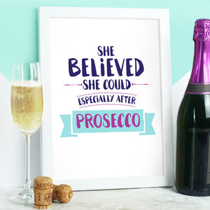 funny prosecco print framed