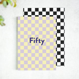 Fifty Checkerboard 50th Birthday Card