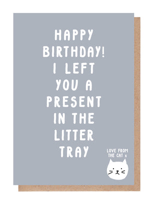 Present In The Litter Tray Birthday Card From The Cat