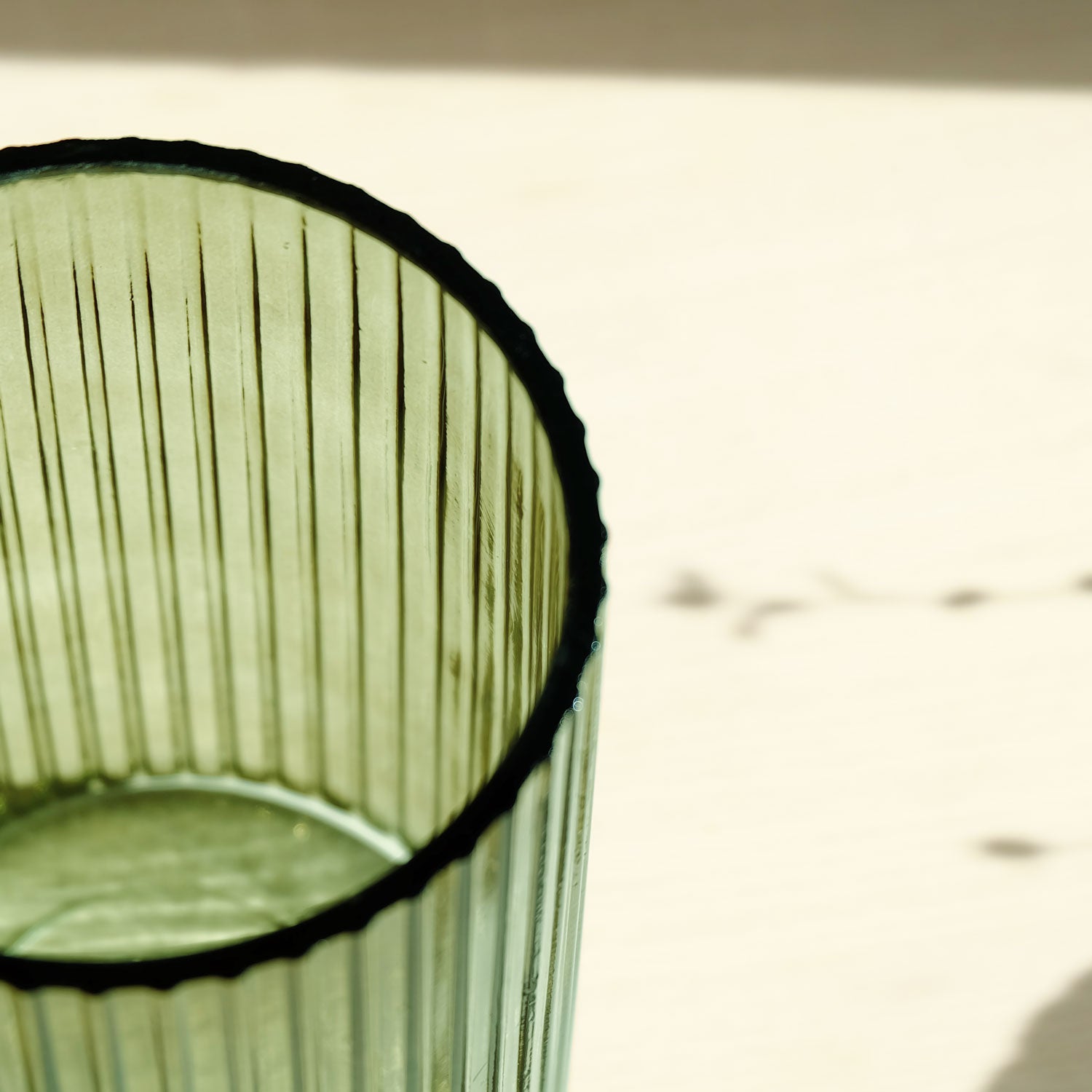 Ribbed Glass Vase - Green