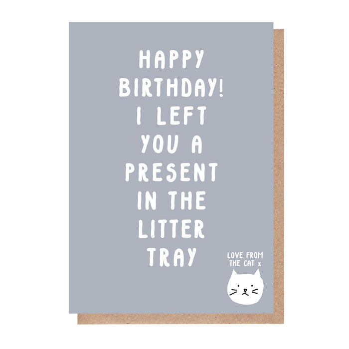 Present In The Litter Tray Birthday Card From The Cat