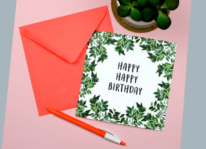 leaves happy birthday card