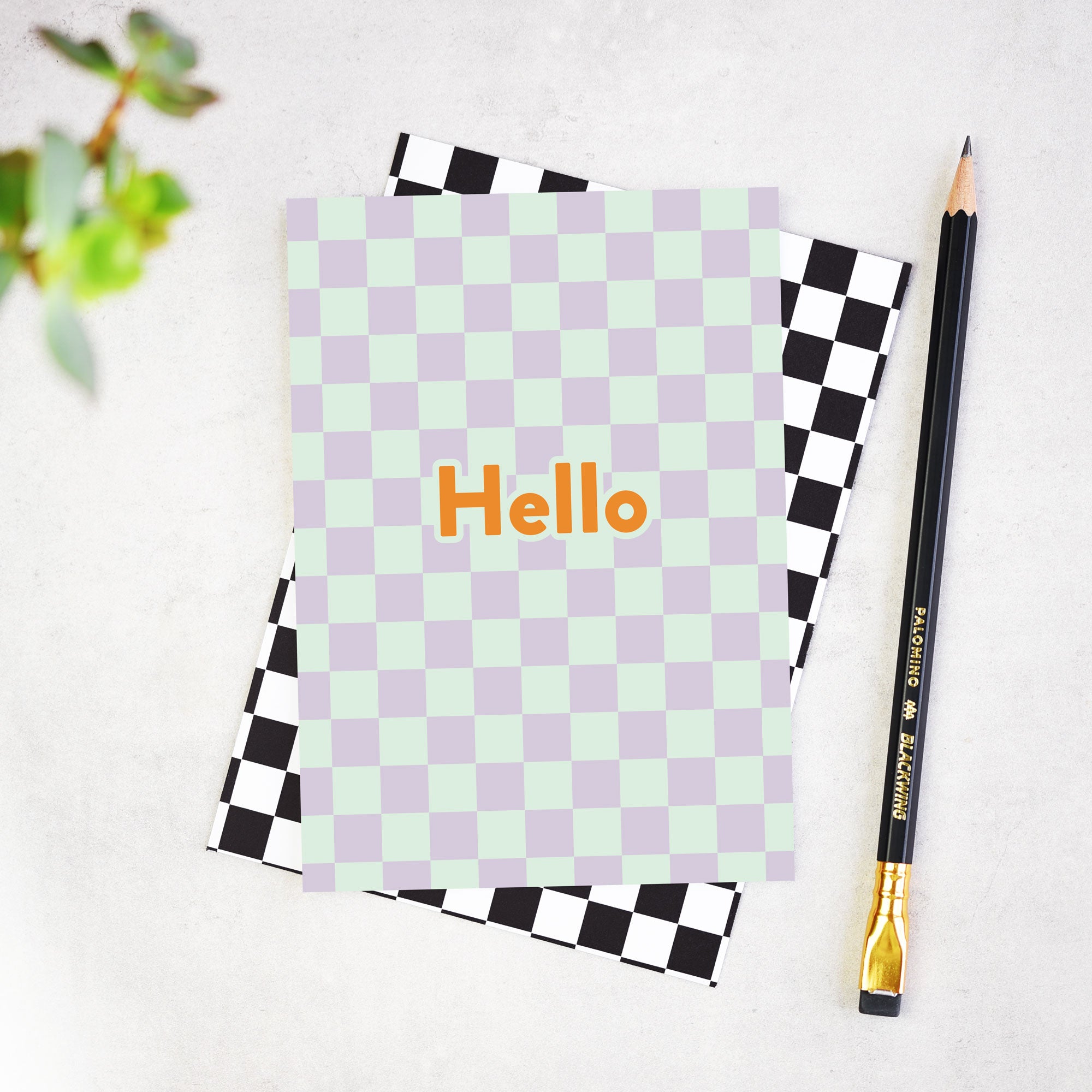Hello Checkerboard Card – Paper Plane