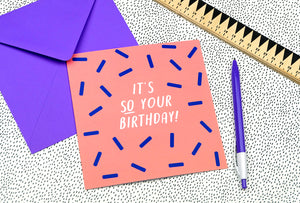 orange and blue sprinkles birthday card